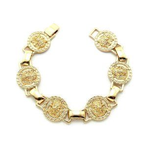 Gold Lion Head Link Bracelet